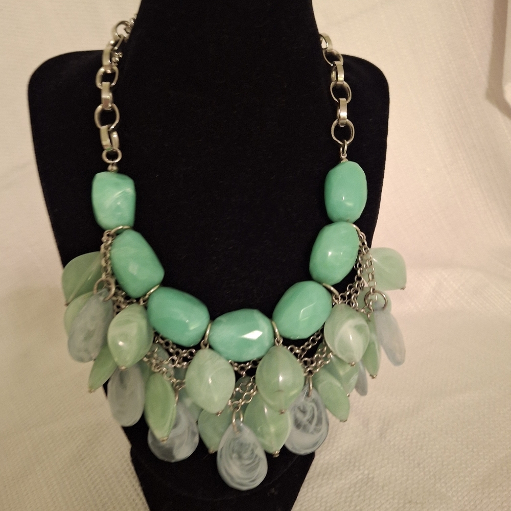 Vintage Mint Green Multi-Drop Statement Necklace